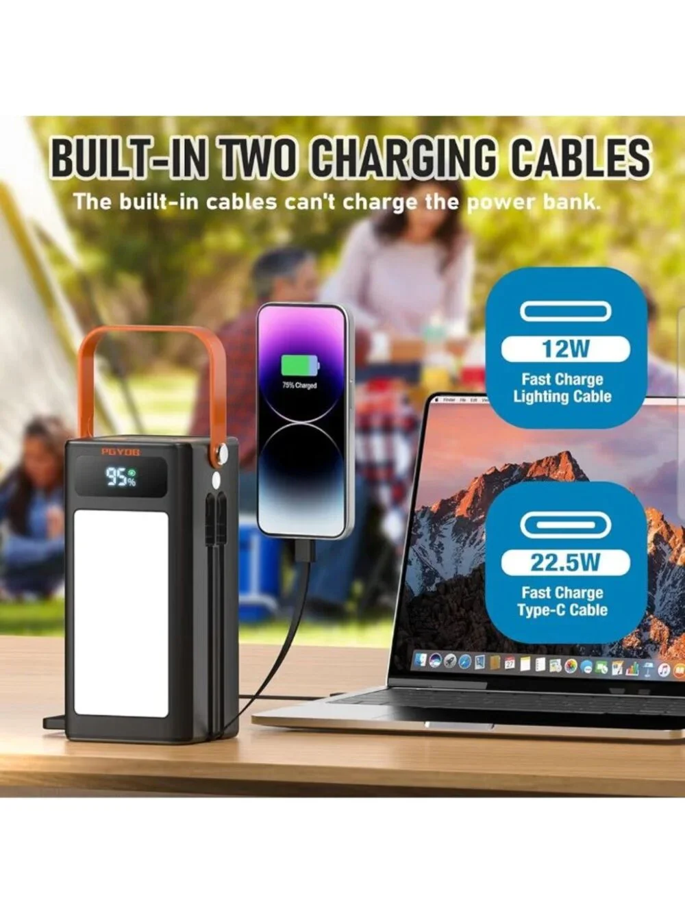 PGYOB Portable Power Bank Power Station, 27000mAh Outdoor Generator